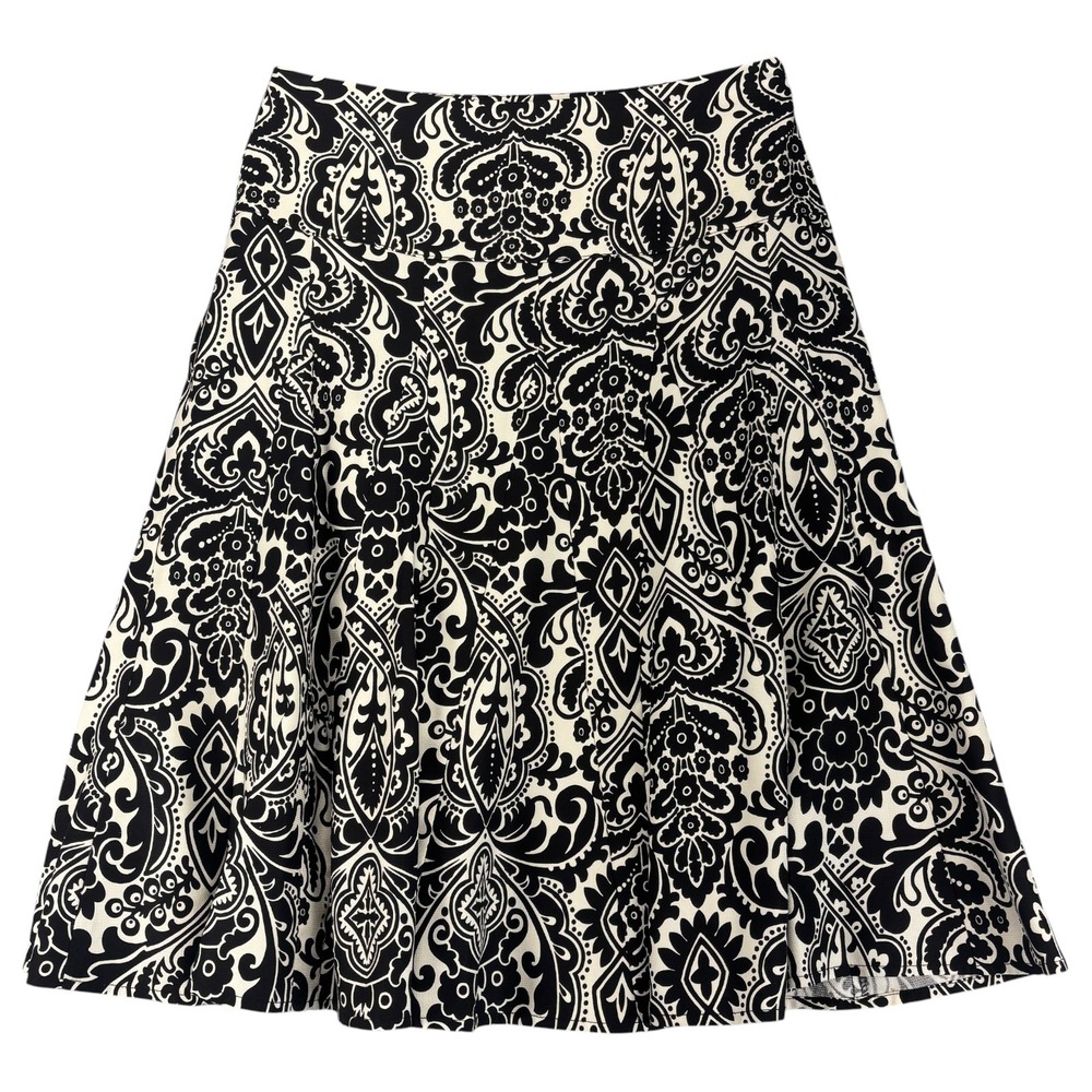 Ann Taylor Skirt Womens 0 Silk Black Ivory Paisley A-Line Dark Academia NWT Boho